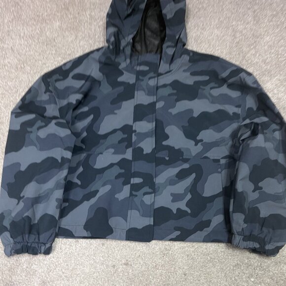 Old Navy Active Jacket Gray Camo Long Sleeve Hooded Cropped Women’s Size Lg NWT - Picture 7 of 10